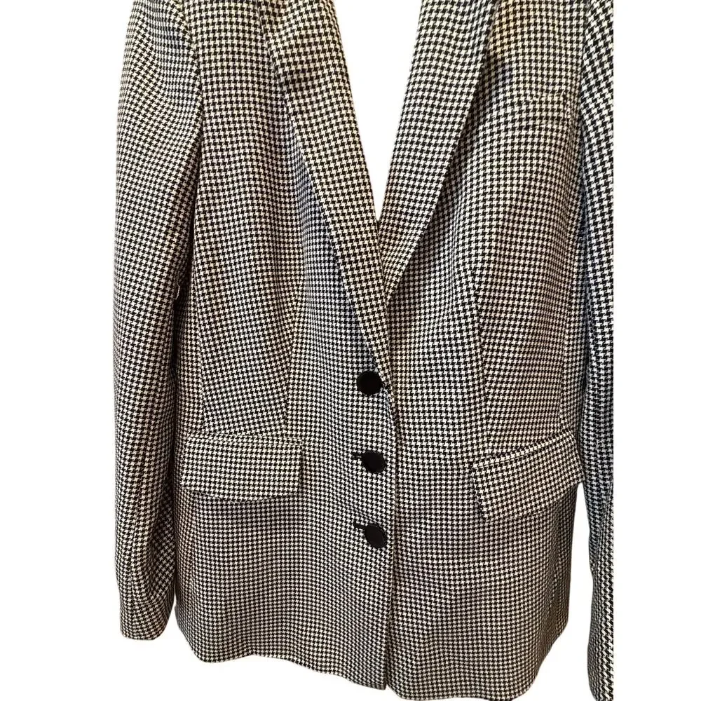 Karl Lagerfeld Paris Houndstooth Blazer Jacket 6 NWOT Black White Workwear